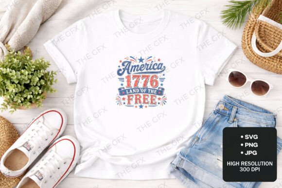 4th of July America 1776 SVG for T-Shirt Designs and Graphics