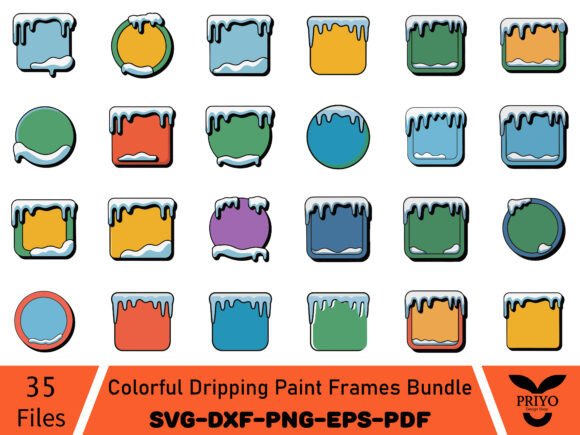 A Designer's Review: The Colorful Dripping Paint Frames Bundle