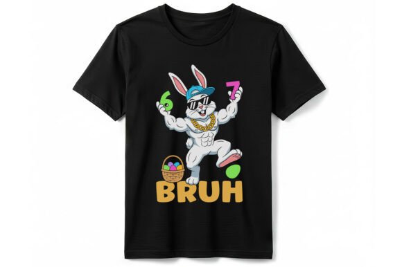 A Muscular Bunny Gym T-Shirt Graphic for Commercial Use