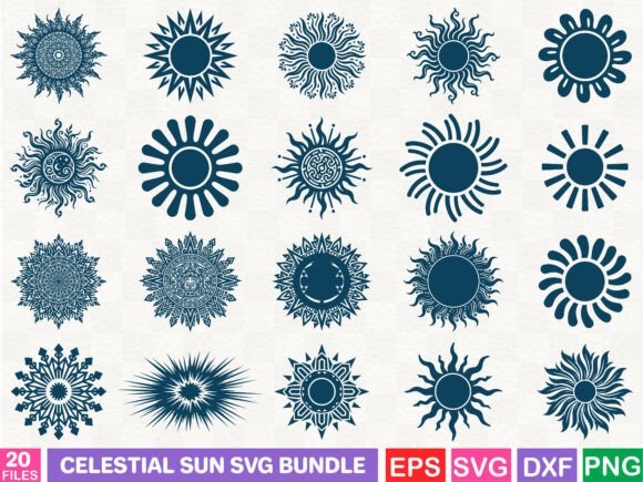 Celestial Sun SVG Bundle: Versatile Graphics for Creative Projects