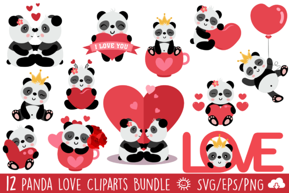 Cute Panda Love Graphics for Marketing & Branding