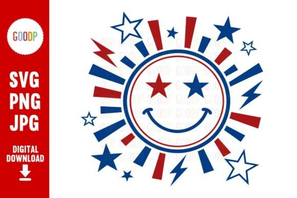 Patriotic Smiley Face 4th of July SVG for Graphics and Illustrations