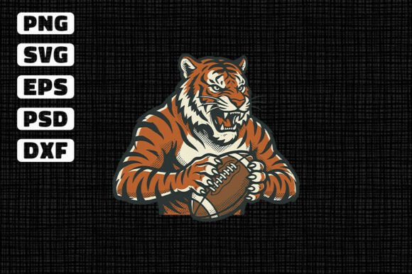 Touchdown Tiger: A Game Day Graphic for T-Shirts & Crafting