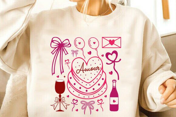Valentine's Day Doodles Party: A Versatile T-Shirt Design Graphics Asset