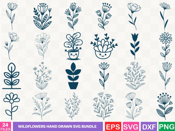 Wildflowers Hand Drawn Svg Bundle: A Versatile Graphics Set